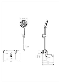 Смеситель для ванны с душем Wonzon & Woghand INN 3 WW-B2065-A1-MB с термостатом чёрный матовый